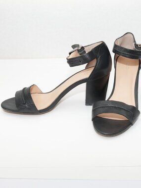 BCBGeneration Women's Black Melena Block Heel Ankle Strap Sandals Size 7 M